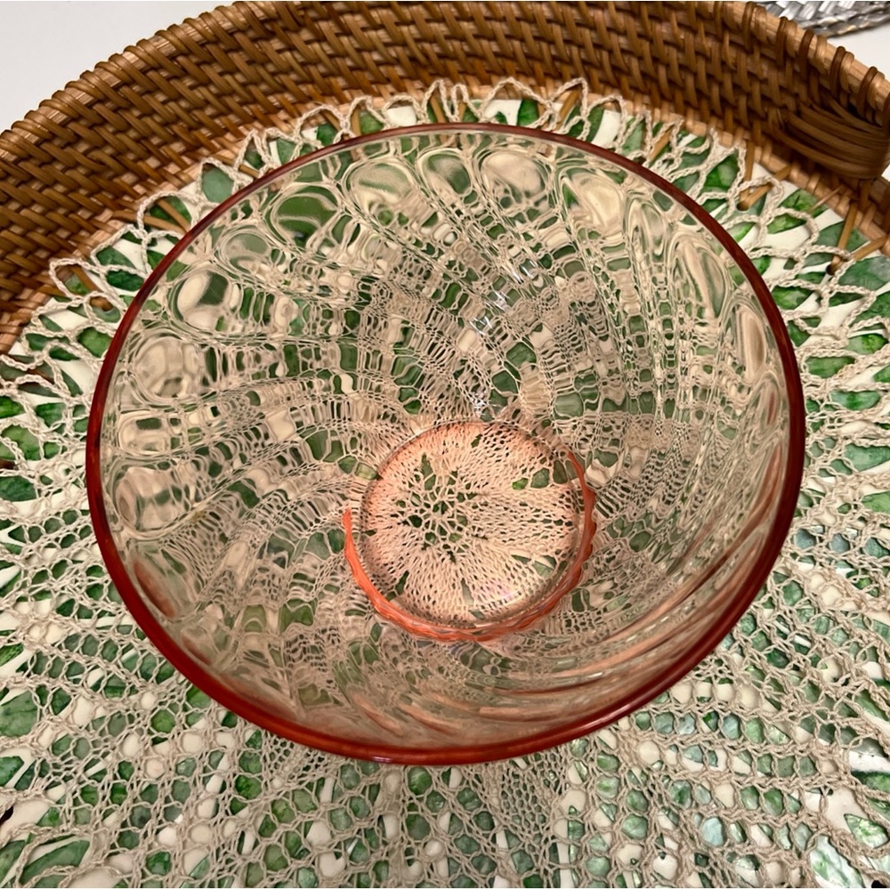 VTG‎ France Arcoroc Rosaline Pink Swirl Glass Bowl